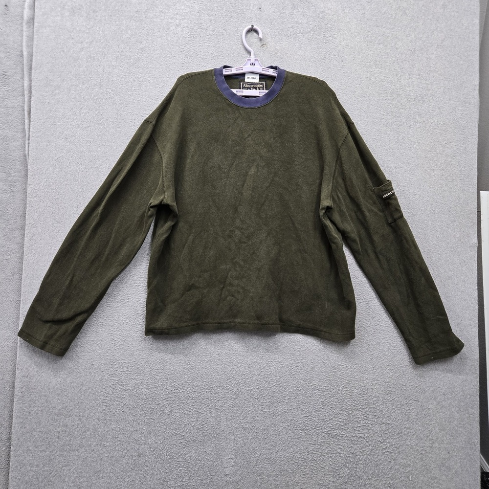 VINTAGE Abercrombie & Fitch Men Sweatshirt XL Green Fleece All‎ Seasons 90s USA